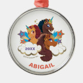 Afro Unicorn "Made of Magic" Trio Design Ornament Aus Metall (Vorne)