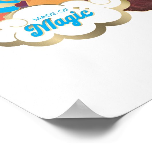 Afro Unicorn "Made of Magic" Trio Design Poster (Ecke)