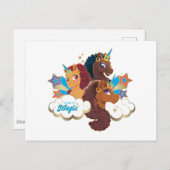 Afro Unicorn "Made of Magic" Trio Design Postkarte (Vorne/Hinten)