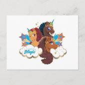 Afro Unicorn "Made of Magic" Trio Design Postkarte (Vorderseite)