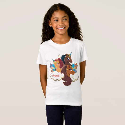 Afro Unicorn "Made of Magic" Trio Design T-Shirt (Vorne ganz)