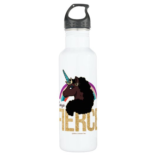 Afro Unicorn | Magical - Always Fierce Edelstahlflasche (Vorderseite)
