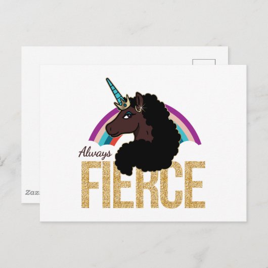 Afro Unicorn | Magical - Always Fierce Postkarte (Vorne/Hinten)
