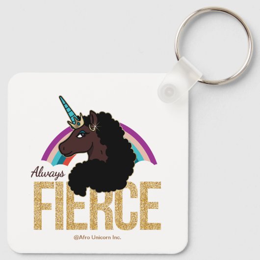 Afro Unicorn | Magical - Always Fierce Schlüsselanhänger (Rückseite)