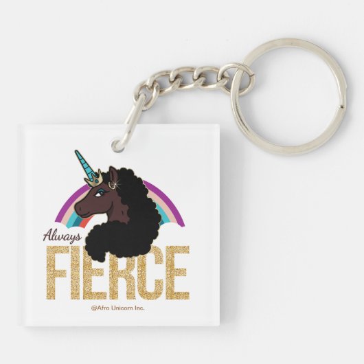 Afro Unicorn | Magical - Always Fierce Schlüsselanhänger (Rückseite)