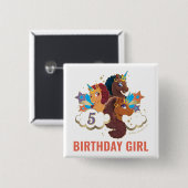 Afro Unicorn | Magical Birthday Girl Button (Vorne & Hinten)