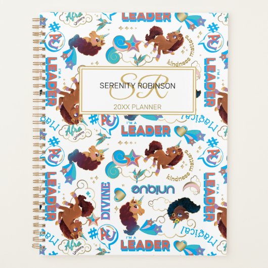 Afro Unicorn Magical Empowering Pattern Planer (Vorderseite)