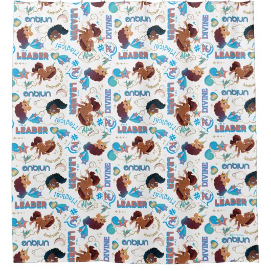 Afro Unicorn Magical Empowerment Muster Duschvorhang (Vorderseite)