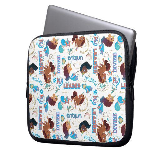 Afro Unicorn Magical Empowerment Muster Laptopschutzhülle (Vorderseite Links)