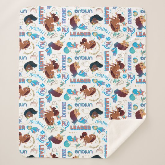 Afro Unicorn Magical Empowerment Muster Sherpadecke (Vorderseite)