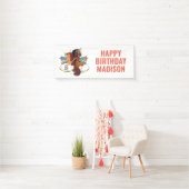 Afro Unicorn Magical Girl's Birthday Banner (Insitu)