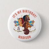 Afro Unicorn | Magical Girls Birthday Button (Vorderseite)