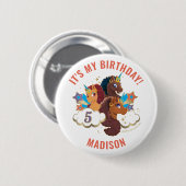 Afro Unicorn | Magical Girls Birthday Button (Vorne & Hinten)