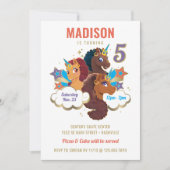 Afro Unicorn | Magical Girls Birthday Einladung (Vorderseite)