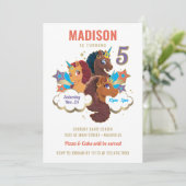 Afro Unicorn | Magical Girls Birthday Einladung (Stehend Vorderseite)