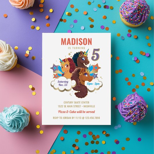 Afro Unicorn | Magical Girls Birthday Einladung