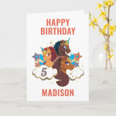 Afro Unicorn | Magical Girls Birthday Karte (Gelbe Blume)