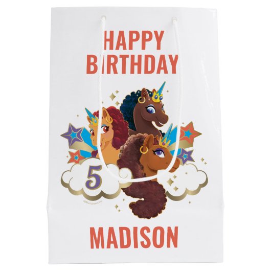 Afro Unicorn | Magical Girls Birthday Mittlere Geschenktüte (Rückseite)