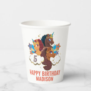 Afro Unicorn   Magical Girls Birthday Pappbecher
