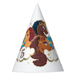 Afro Unicorn Magical Girls Birthday Partyhütchen