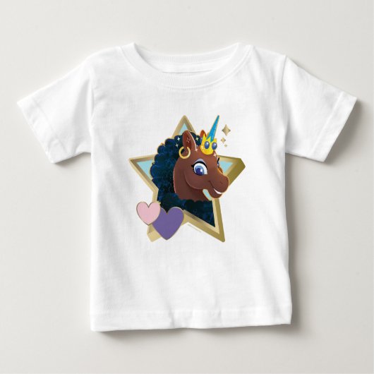 Afro Unicorn Magical Star Baby T-shirt (Vorderseite)