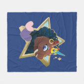 Afro Unicorn Magical Star Fleecedecke (Vorderseite (Horizontal))