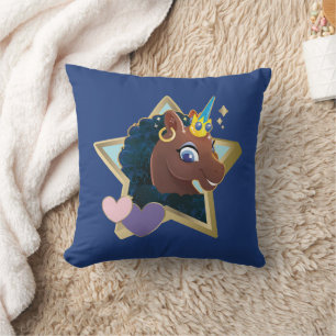 Afro Unicorn Magical Star Kissen