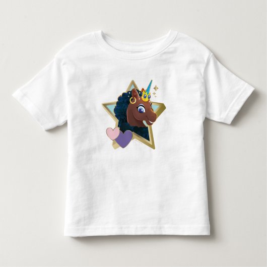 Afro Unicorn Magical Star Kleinkind T-shirt (Vorderseite)