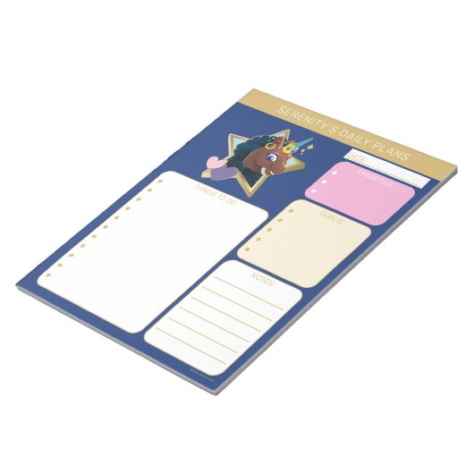 Afro Unicorn Magical Star Notizblock (angewinkelt)