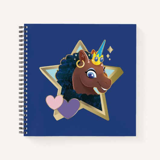 Afro Unicorn Magical Star Notizblock (Vorderseite)