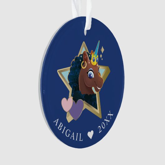 Afro Unicorn Magical Star Ornament (Vorderseite)