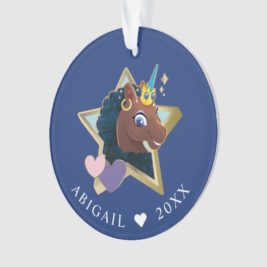 Afro Unicorn Magical Star Ornament (Vorderseite)