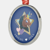 Afro Unicorn Magical Star Ornament Aus Metall (Links)