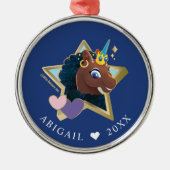 Afro Unicorn Magical Star Ornament Aus Metall (Vorne)