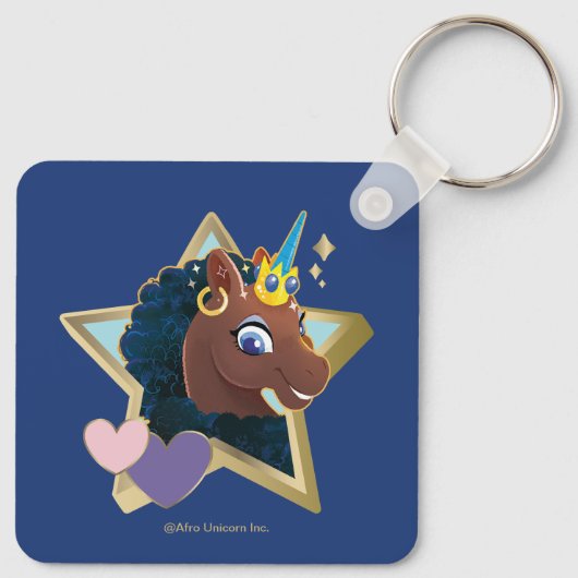 Afro Unicorn Magical Star Schlüsselanhänger (Rückseite)