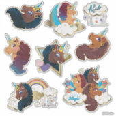 Afro Unicorn Magical Sticker Set (Vorderseite)