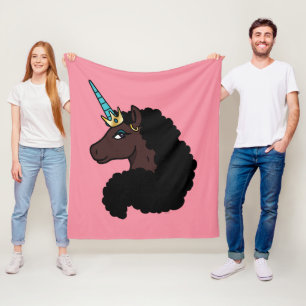 Afro Unicorn   magisch Fleecedecke