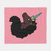 Afro Unicorn | magisch Fleecedecke (Vorderseite (Horizontal))
