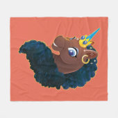 Afro Unicorn | magisch Fleecedecke (Vorderseite (Horizontal))