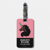 Afro Unicorn | magisch Gepäckanhänger (Rückseite vertikal)