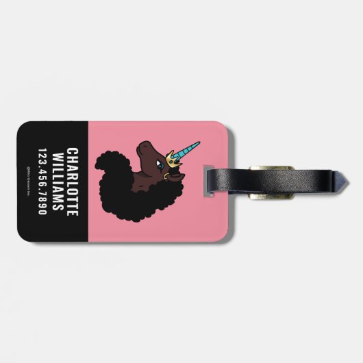 Afro Unicorn | magisch Gepäckanhänger (Rückseite horizontal)