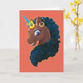 Afro Unicorn | magisch Karte (Gelbe Blume)