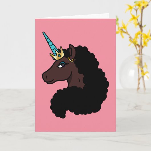 Afro Unicorn | magisch Karte (Gelbe Blume)