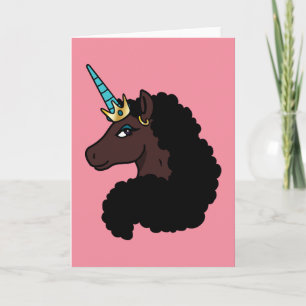 Afro Unicorn   magisch Karte