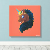 Afro Unicorn | magisch Leinwanddruck (Insitu (Holzboden))