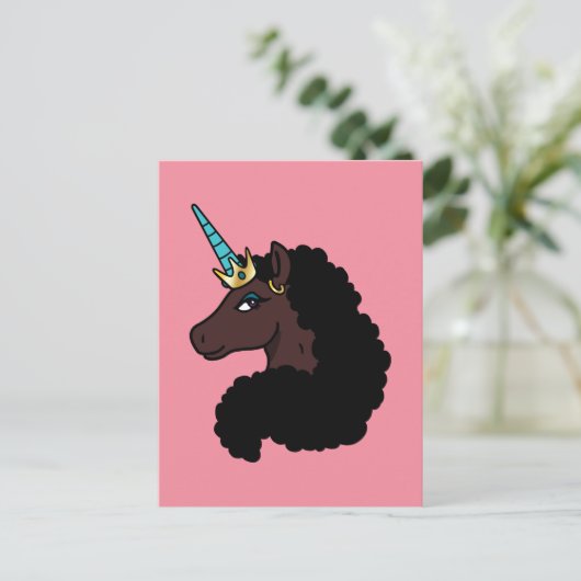 Afro Unicorn | magisch Postkarte (Stehend Vorderseite)