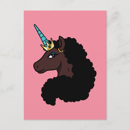 Afro Unicorn | magisch Postkarte (Vorderseite)