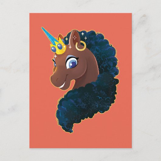 Afro Unicorn | magisch Postkarte (Vorderseite)