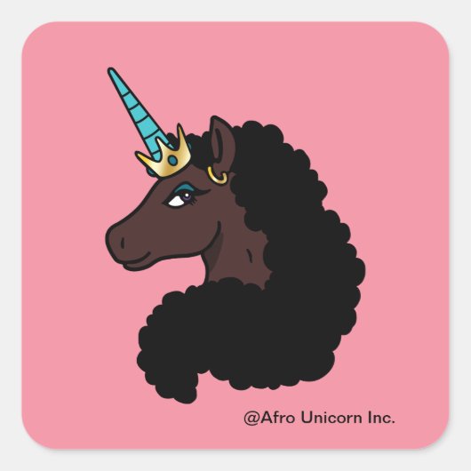 Afro Unicorn | magisch Quadratischer Aufkleber (Vorderseite)