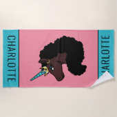 Afro Unicorn | magisch Strandtuch (Vorderseite)
